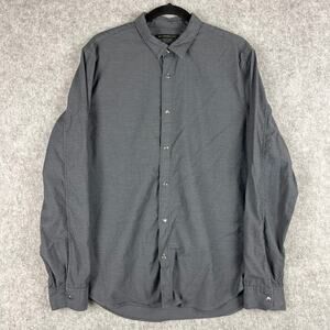 John Varvatos USA Shirt Mens XL Gray Pearl Snap Button Up Lightweight